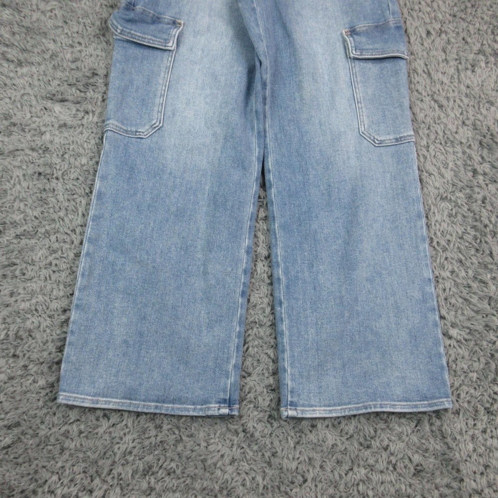 JustUSA Jeans Womens 28P/6P Blue Mid Rise Cargo Wide Leg Relaxed Denim 29x28* - Picture 3 of 16